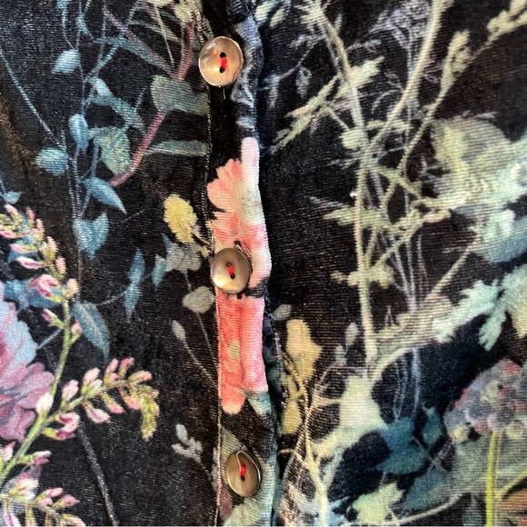 SOFT SURROUNDINGS Jardim Velvet Button Down Tunic Shirt - Petite Small - Picture 5 of 14